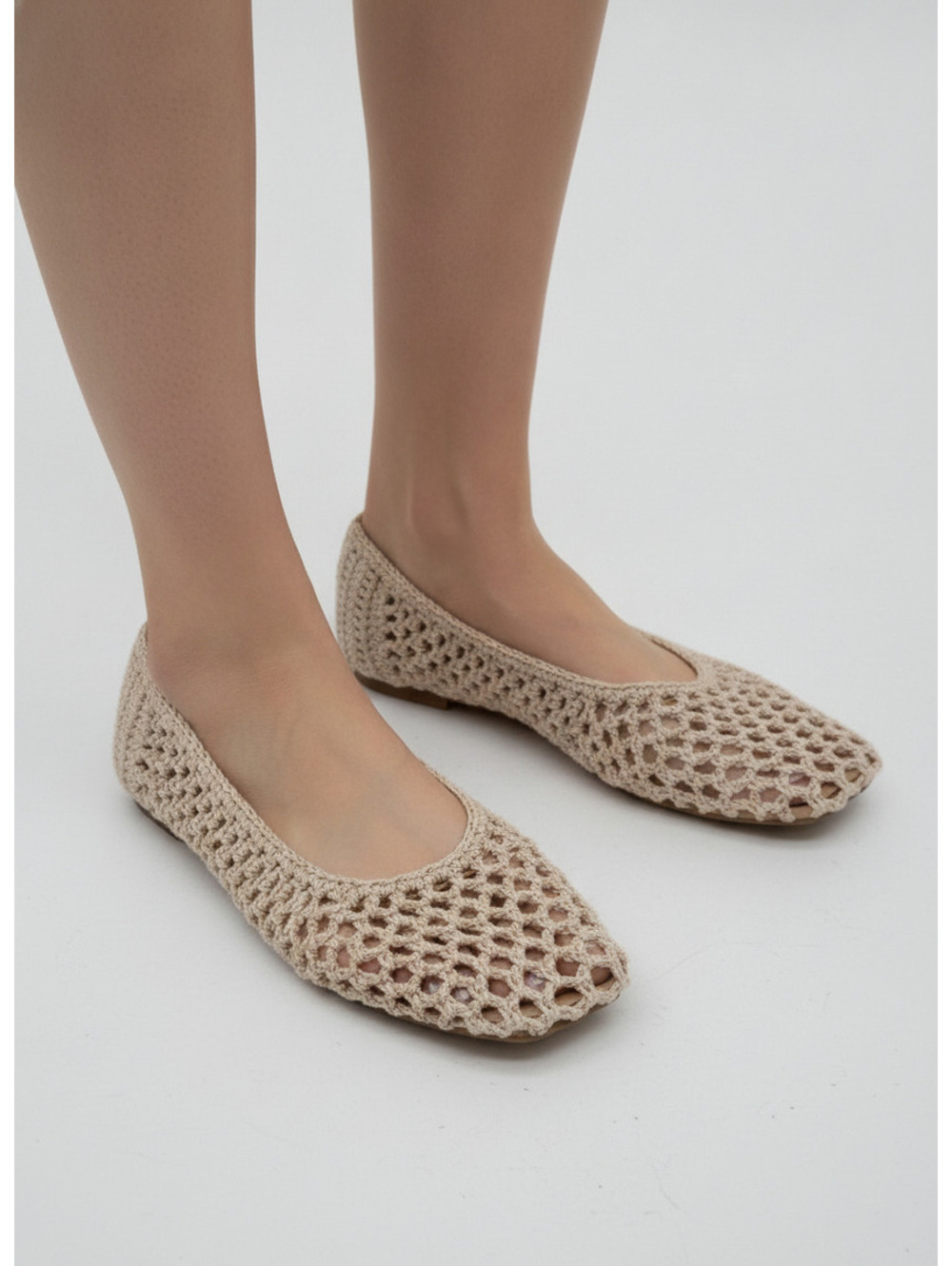ON 34TH Naomi Natural Crochet Flats